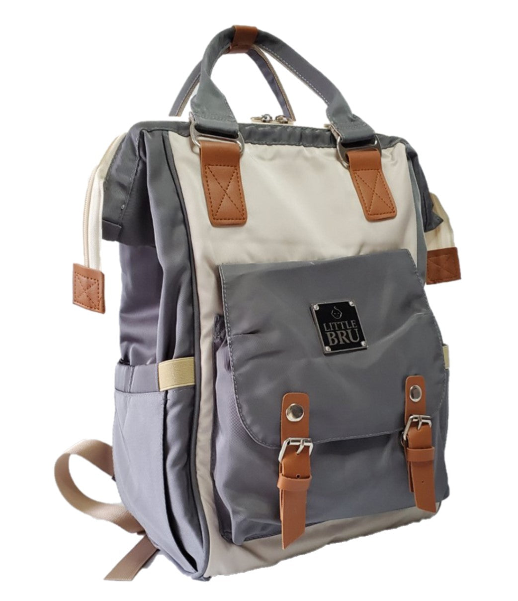 LITTLE BRU DIAPER BAG BEIGE GREY